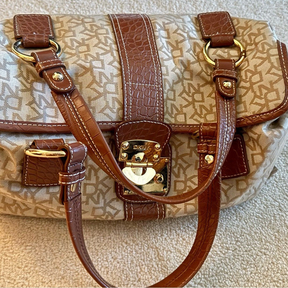 DKNY Brown and Cream Satchel